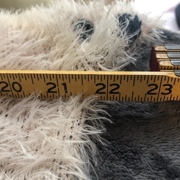 GUESS Owl animal print long sleeve shaggy fur fuzzy crop sweater Y2K small - Picture 8 of 10